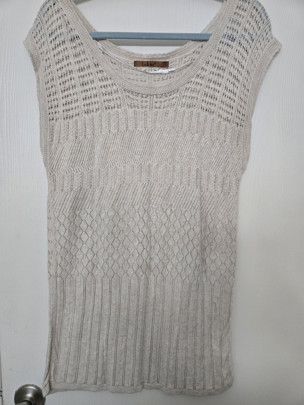 Belldini Cream Knit Short-Sleeve Sweater Top